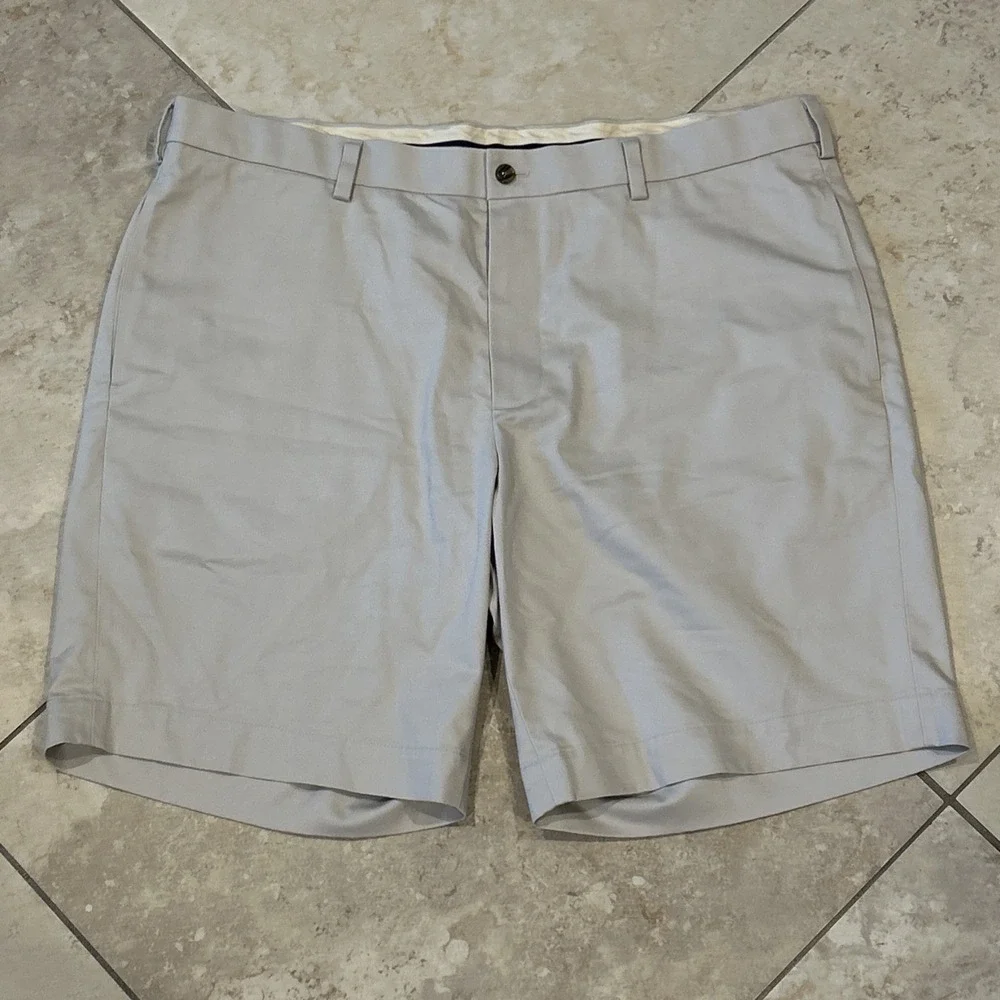 Brooks Brothers Advantage Chino Short Mens 40x9 Khaki Stretch Flat‎ Front Preppy